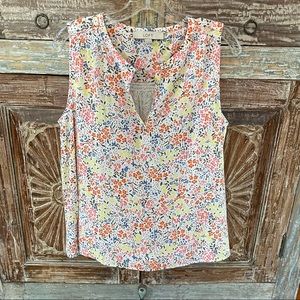 LOFT Floral Mixed Media Shell Tank